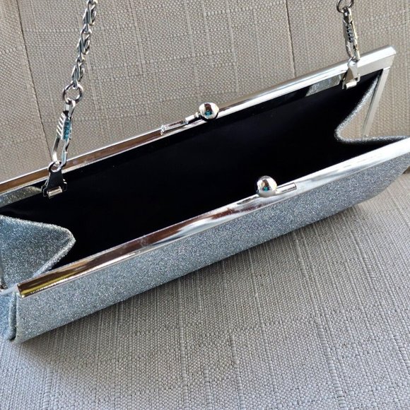 Girl Purse Fancy Silver Tone Sparkling Clutch Small Bag Fashion Bag - Picture 8 of 8